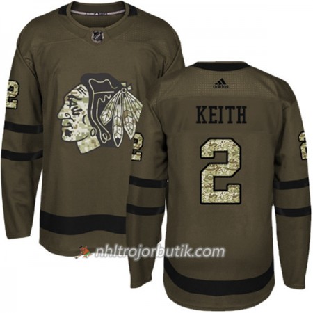 Män Ishockey Chicago Blackhawks Tröja Duncan Keith 2 Adidas 2017-2018 Camo Grön Authentic